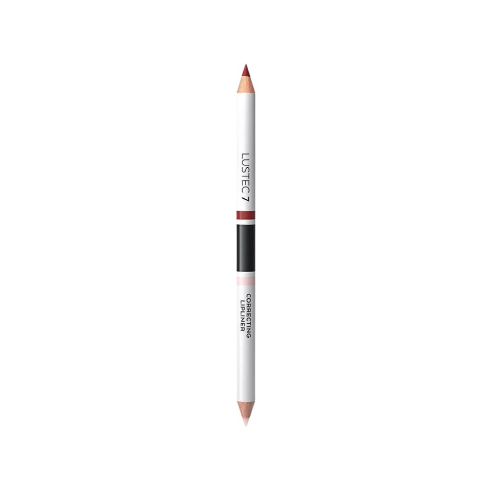 Doppelstift mit zwei Spitzen: eine rote Lipliner-Spitze und eine helle Korrekturspitze.