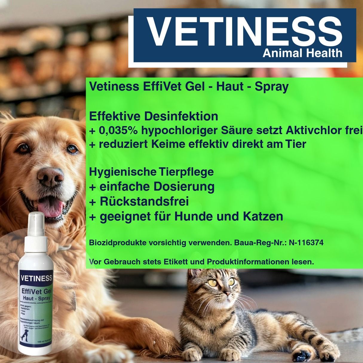 Vetiness EffiVet Gel Hautspray für Hunde und Katzen