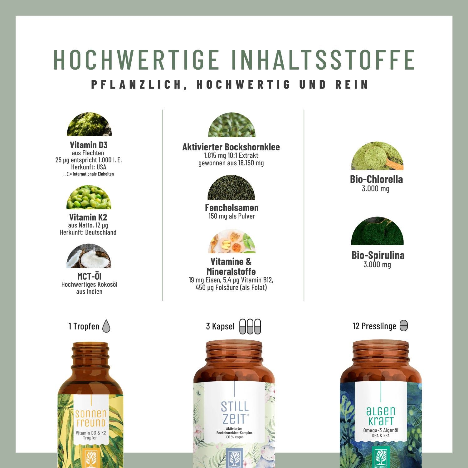 Stillkraft-Paket: SONNENFREUND, STILLZEIT, ALGENKRAFT - NATURTREU®