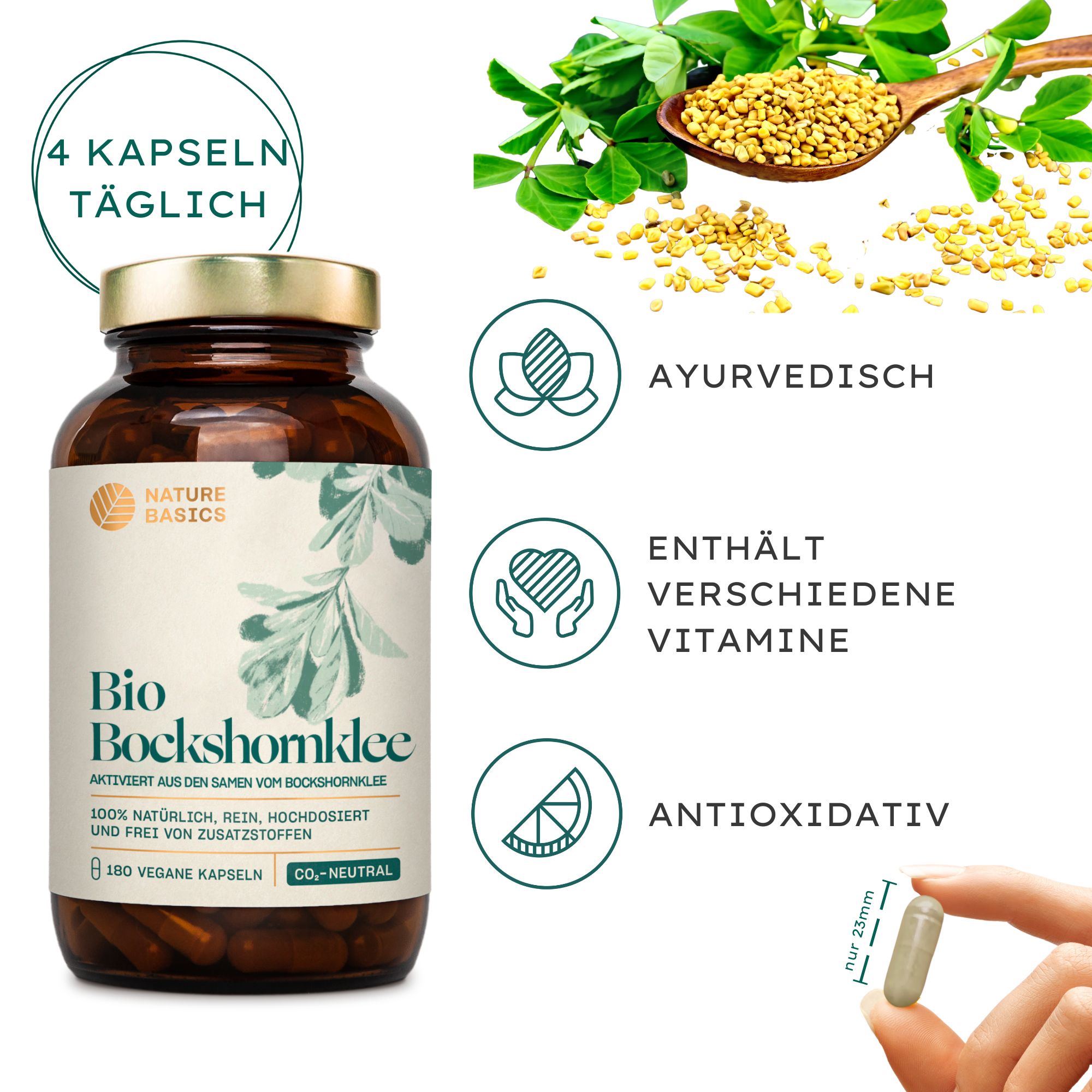 NATURE BASICS® - Hochwertiges Bio Bockshornklee Vegan Aktiviert