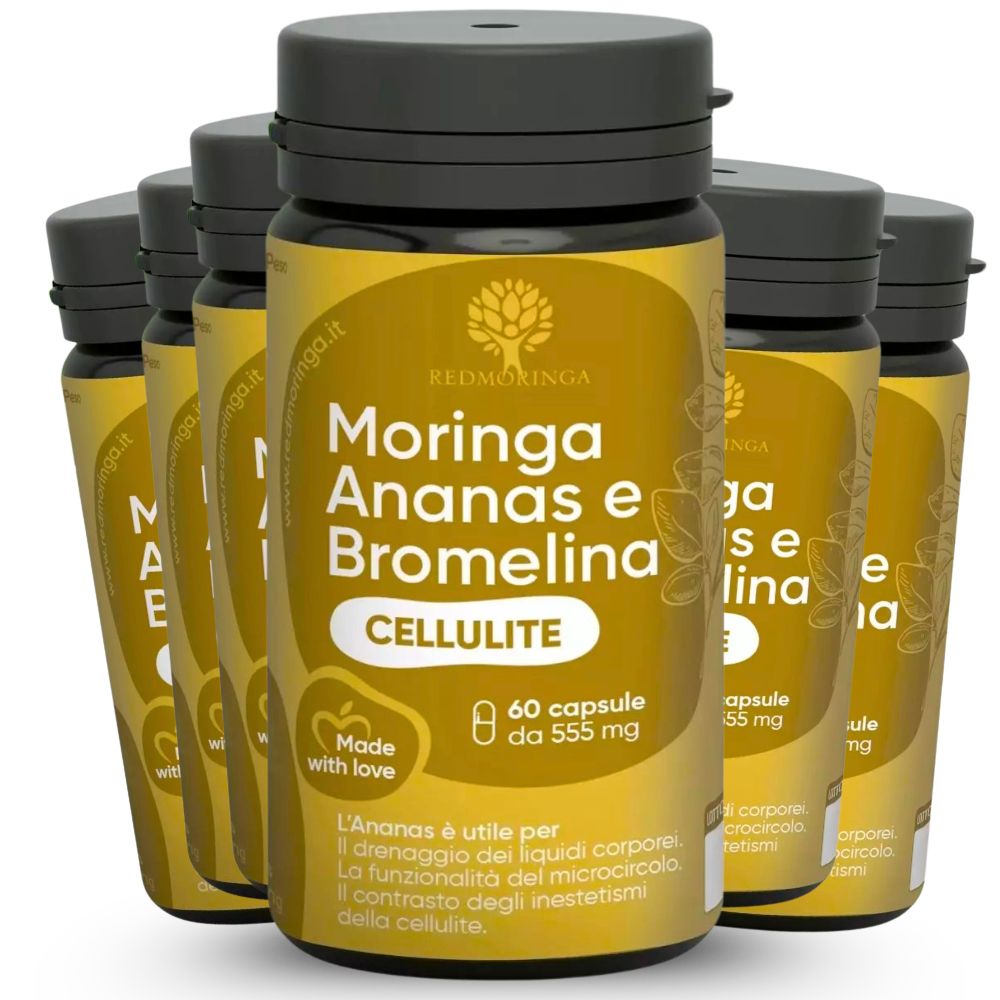 RedMoringa CELLULITE Bromelina 5000 GDU Ananas e Moringa 360 Capsule