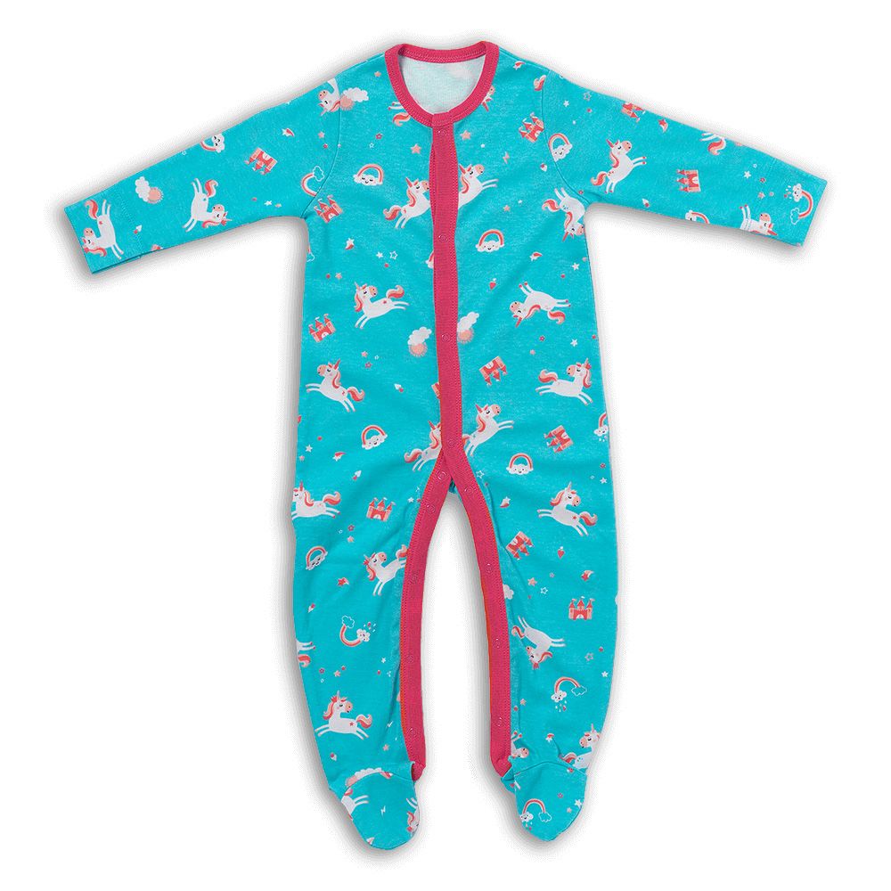 schlummersack Baby Schlafanzug Strampler aus 100% Bio-Baumwolle Langarm Größe 74 Einhorn