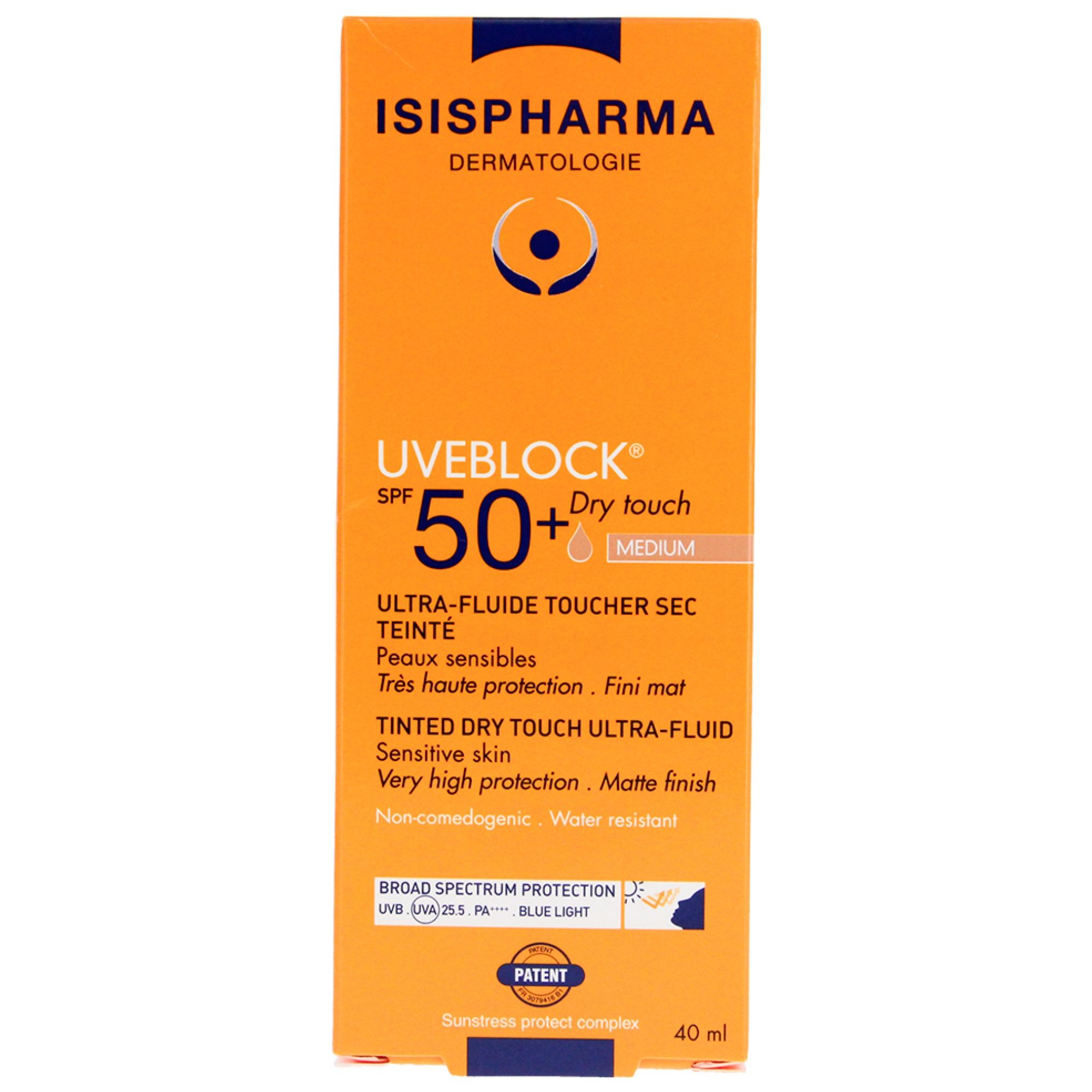 Isispharma Uveblock Ultra-Fluid Toucher Sec Teinté Spf50+ 5,3x5,2x13,3 cm