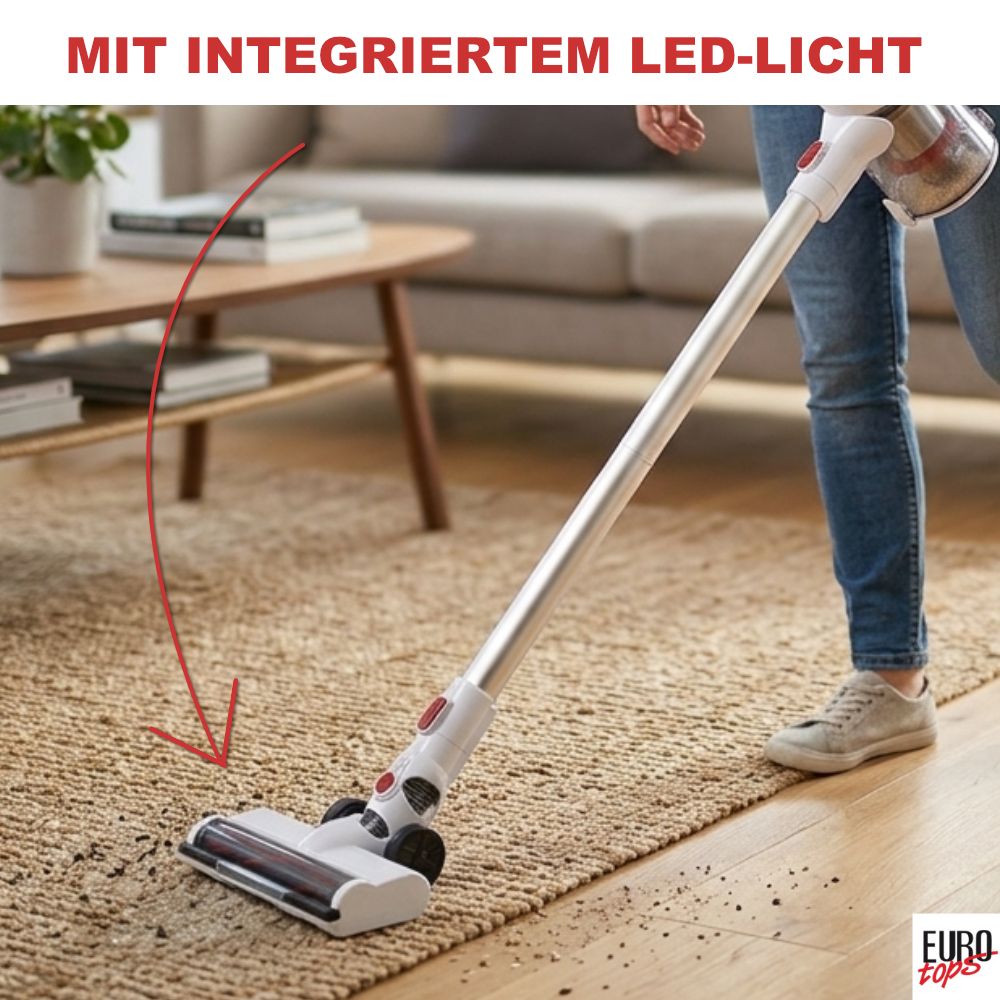 EUROtops Akku-Zyklon-Staubsauger, Kabellos, mit HEPA-Filter, Weiß