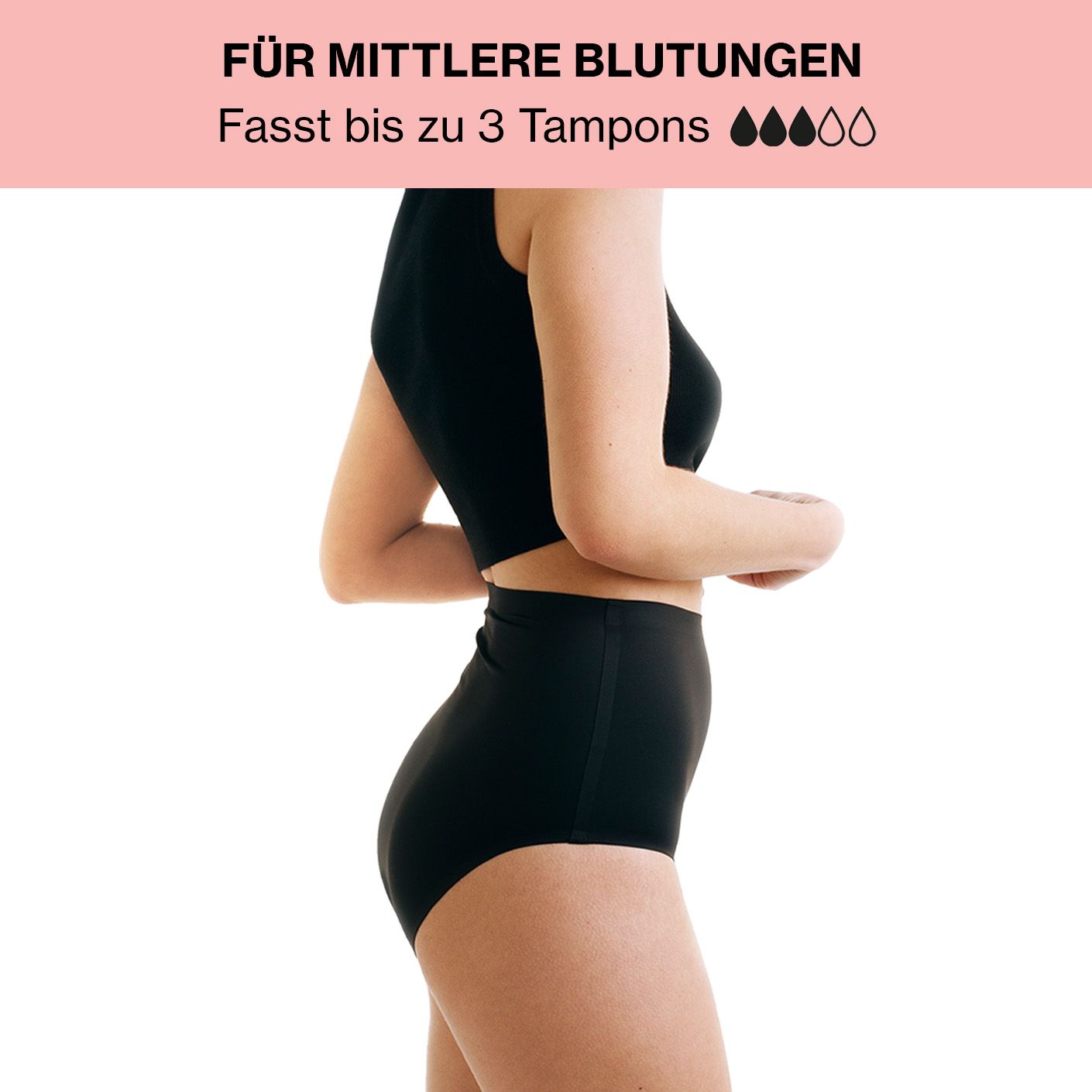 mymonthlys Periodenunterwäsche High Waist - mittlere Blutung bis 3 Tampons - super dünn & bequem