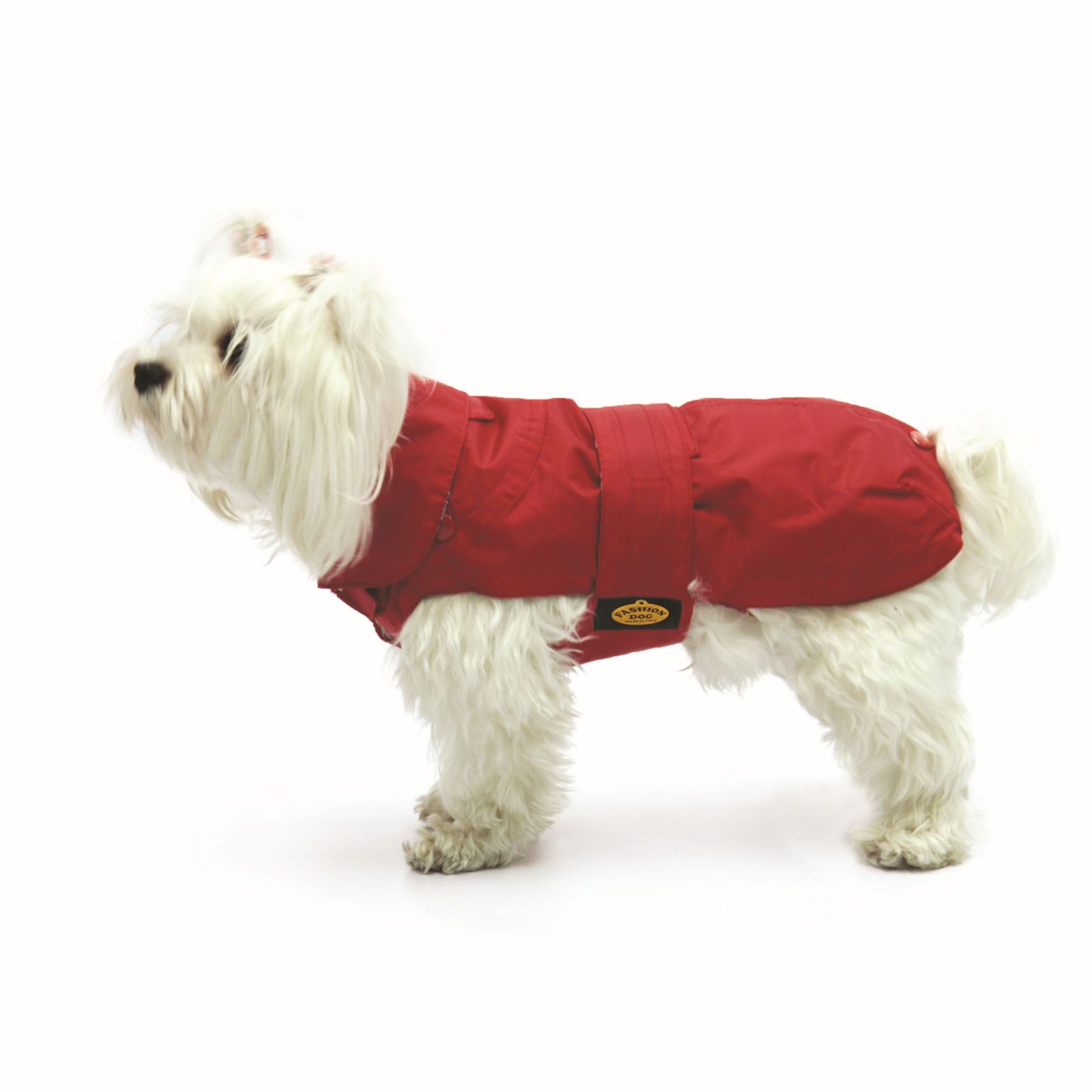 Fashion Dog Hundemantel mit Kunstpelz-Futter - Rot - 85 cm