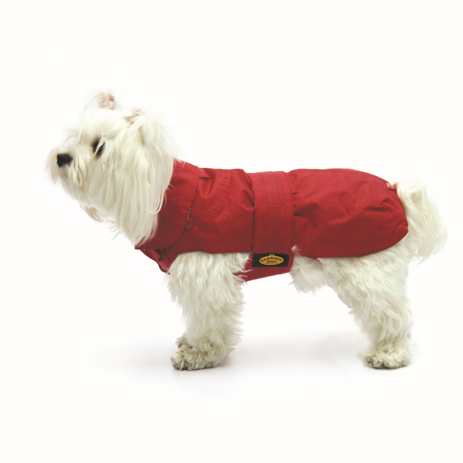 Fashion Dog Hundemantel mit Kunstpelz-Futter - Rot - 36 cm