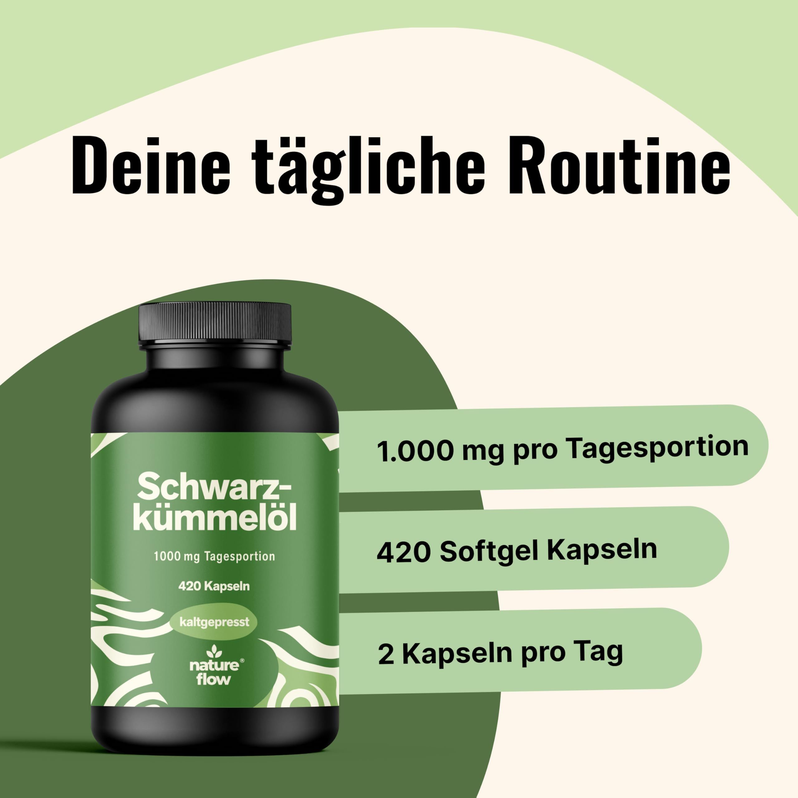 Schwarzkümmelöl Hochdosiert - 420 Kapseln - 7 Monate Vorrat - Nature Flow