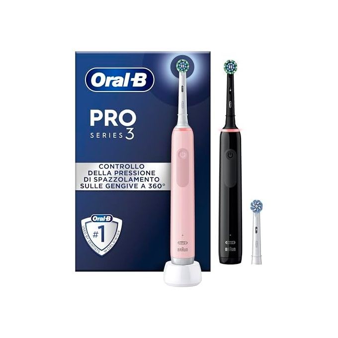 Oral-B - Elektrische Zahnbürste "Pro 3 + 2. Handstück" in Schwarz/Pink