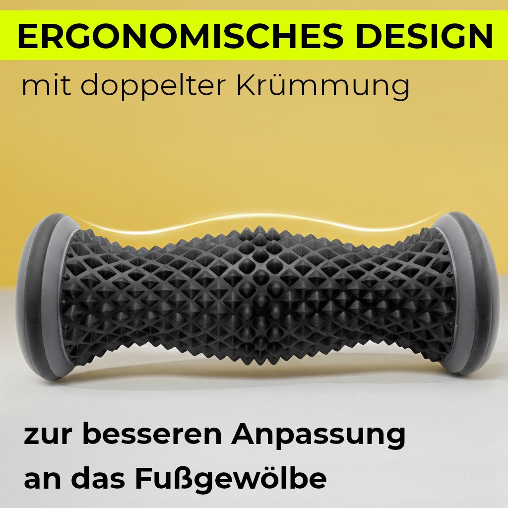 Fußrolle mit 'KALAHARI'-Logo zur Linderung von Plantarfasziitis.