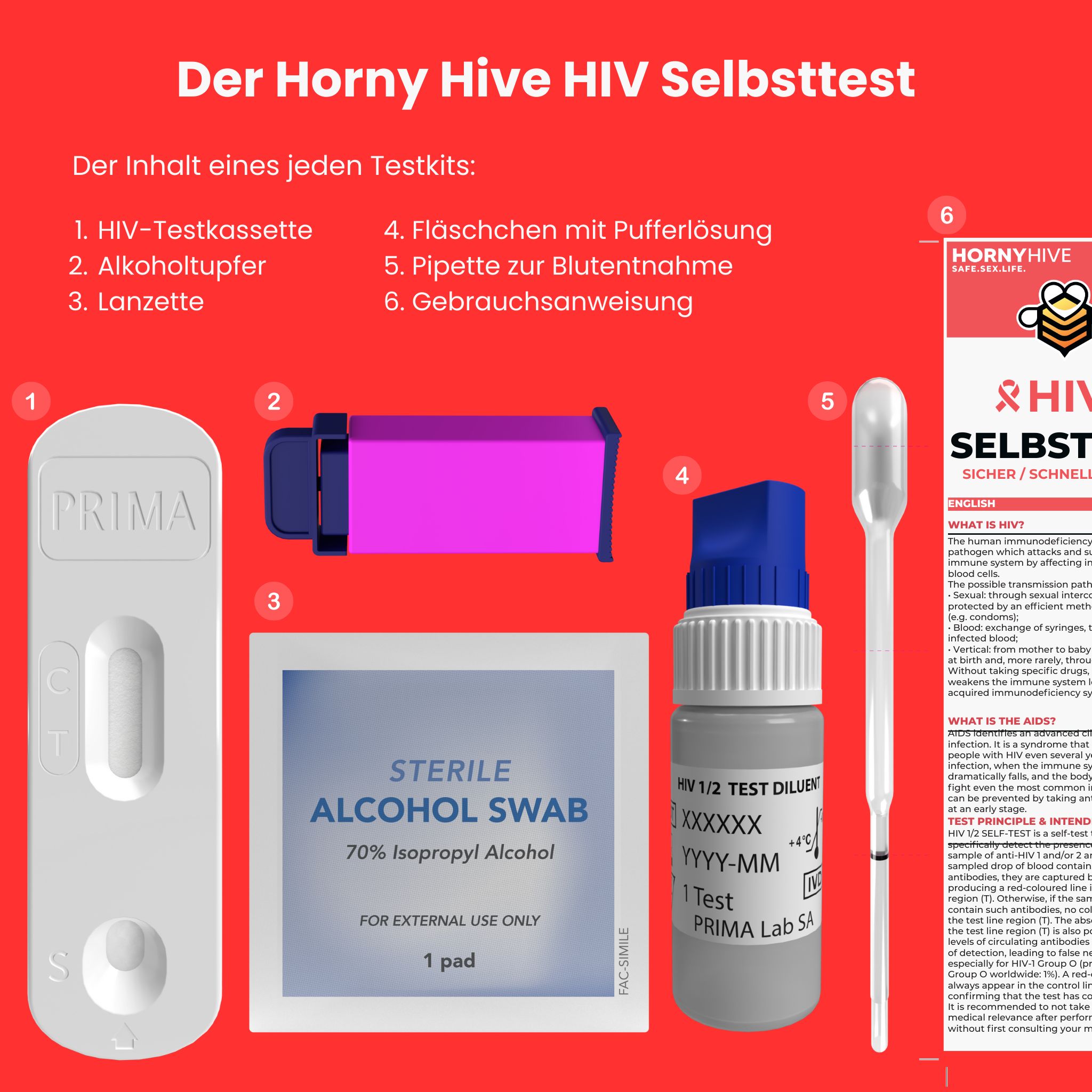Horny Hive HIV Selbsttests - 2 Stück