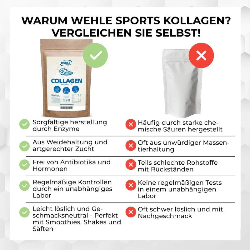 Kollagen Pulver - Premium Collagen Hydrolysat Peptide von Wehle Sports