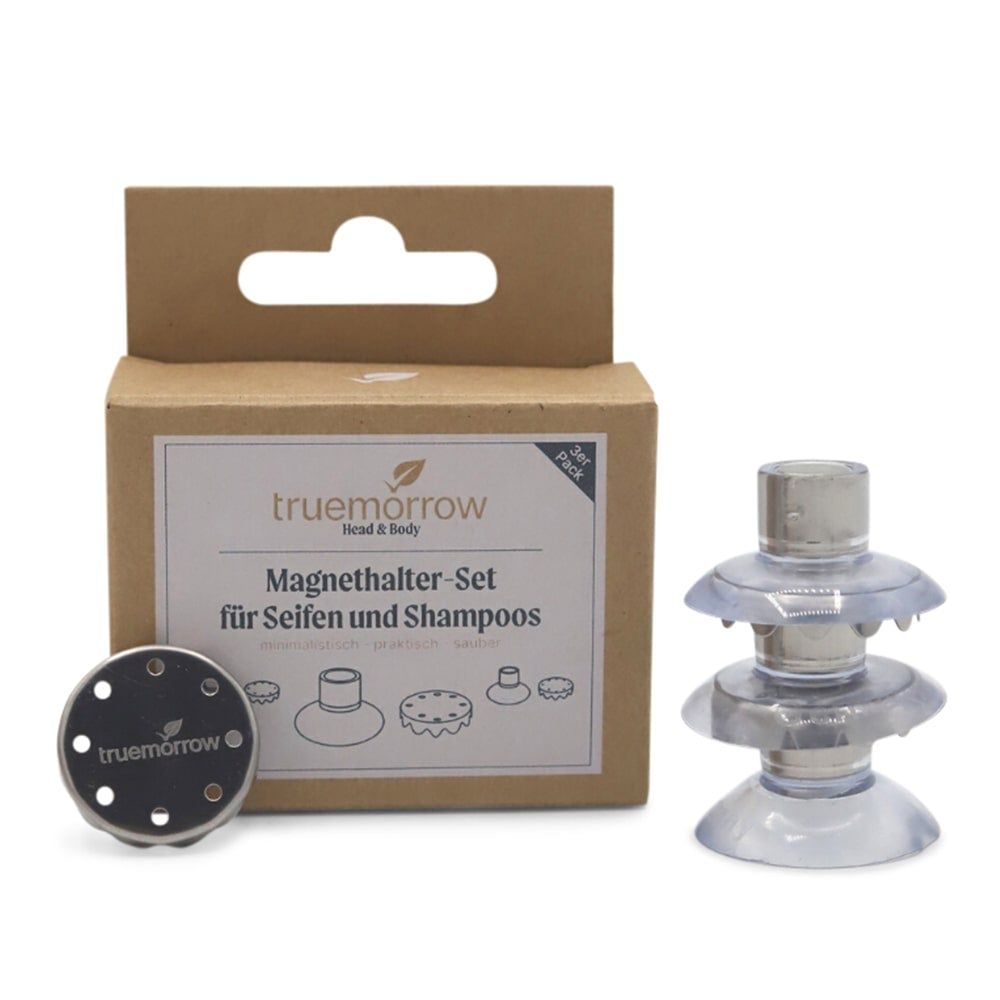 truemorrow Magnethalter für feste Seifen und Shampoos Flex (Saugnapf) / 3 Sets (1 gratis)