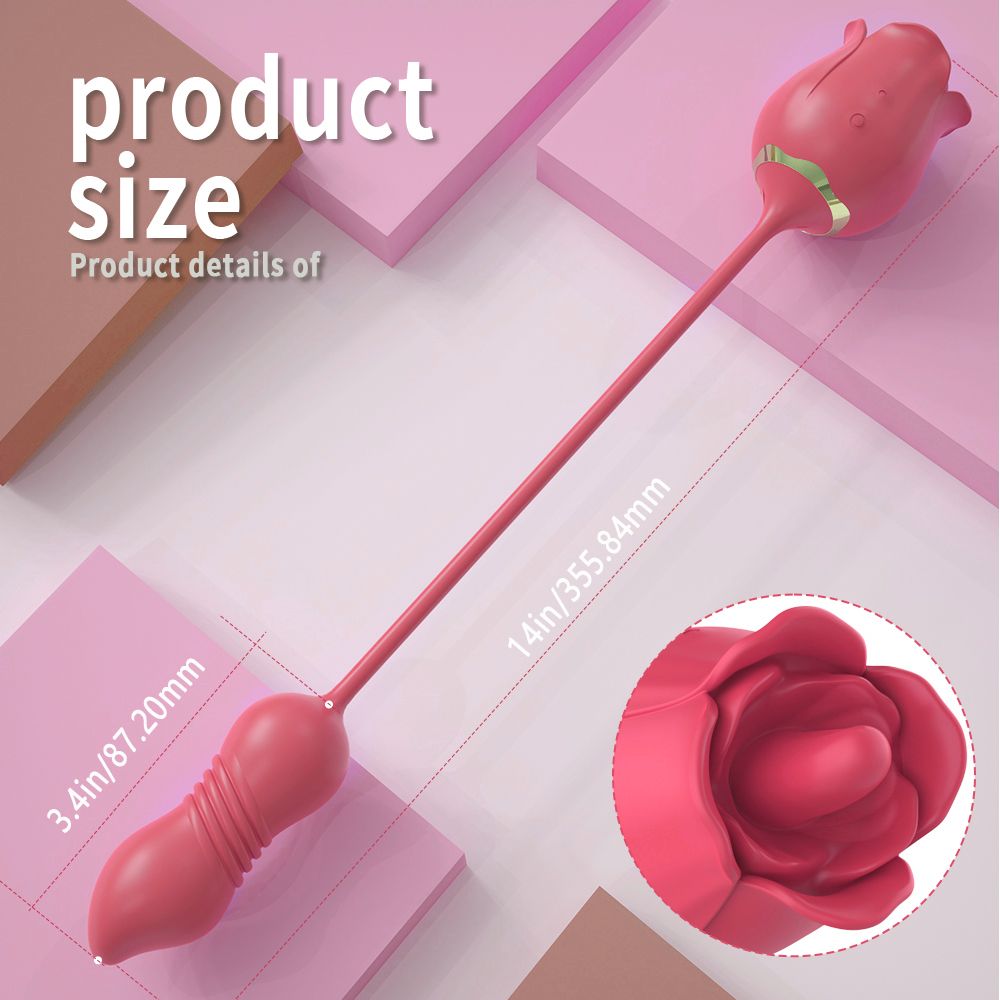 Produkt mit Rosenkopf und geriffeltem Ende. Abmessungen: 14 Zoll/355,84 mm lang, 3,4 Zoll/87,20 mm breit.