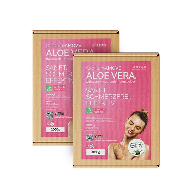 ARTE FIORI - Capillum AMOVE Aloe Vera 2x1000g Enthaarungscreme Pulver für Körper & Intimbereich