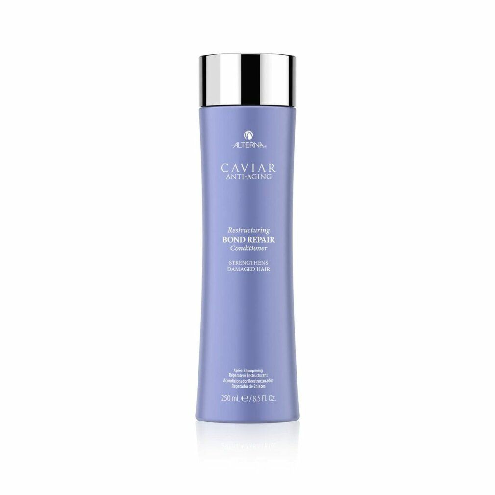 Dunkelviolette Flasche Alterna Caviar Restructuring Bond Repair Conditioner mit goldenem Deckel. 250ml.