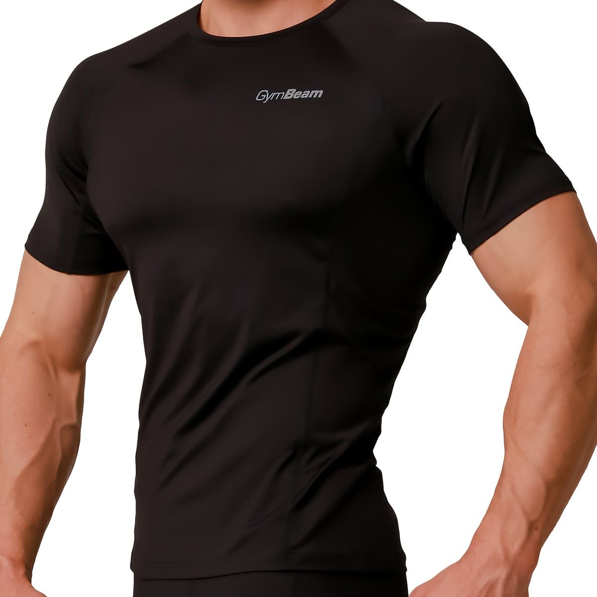 GymBeam T-Shirt Herren slim kurzarm mit Raglanärmeln in Schwarz