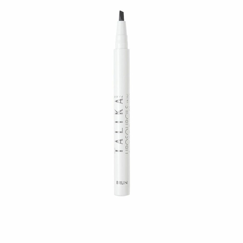 Weißer Augenbrauenstift mit schwarzer Spitze. Aufschrift: TALIKA LIPOSOURCILS INK, BRUN.