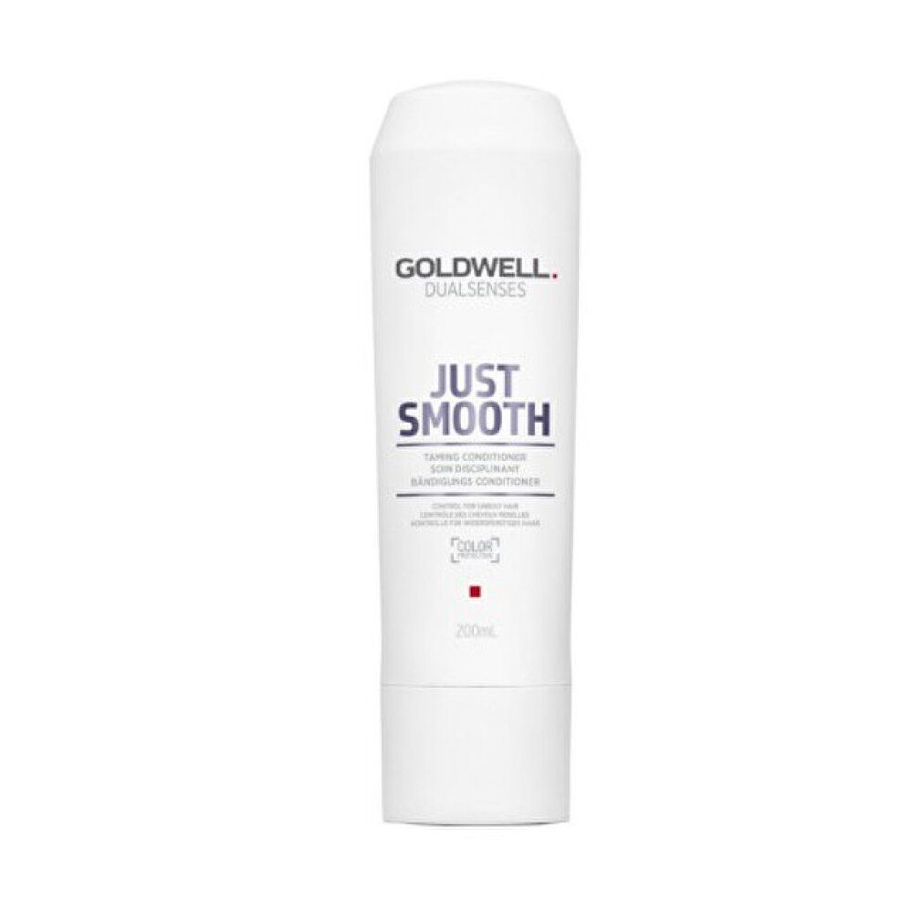 Goldwell Just Smooth Conditioner Flasche mit Pumpe. Text: Just Smooth, Taming Conditioner, 200ml.