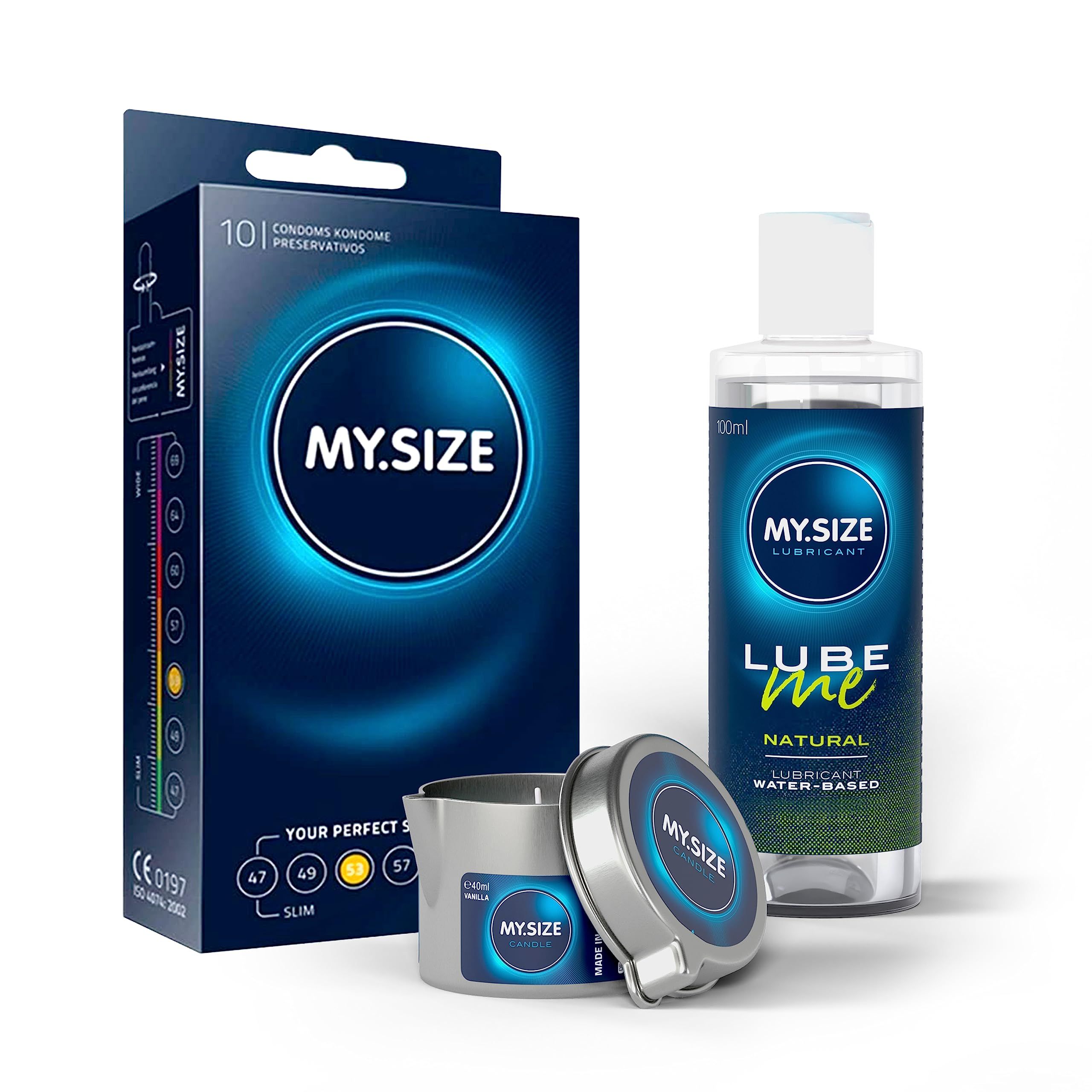 My.size PRO Kondome + Lube ME Natural Body Candle Set 10 St