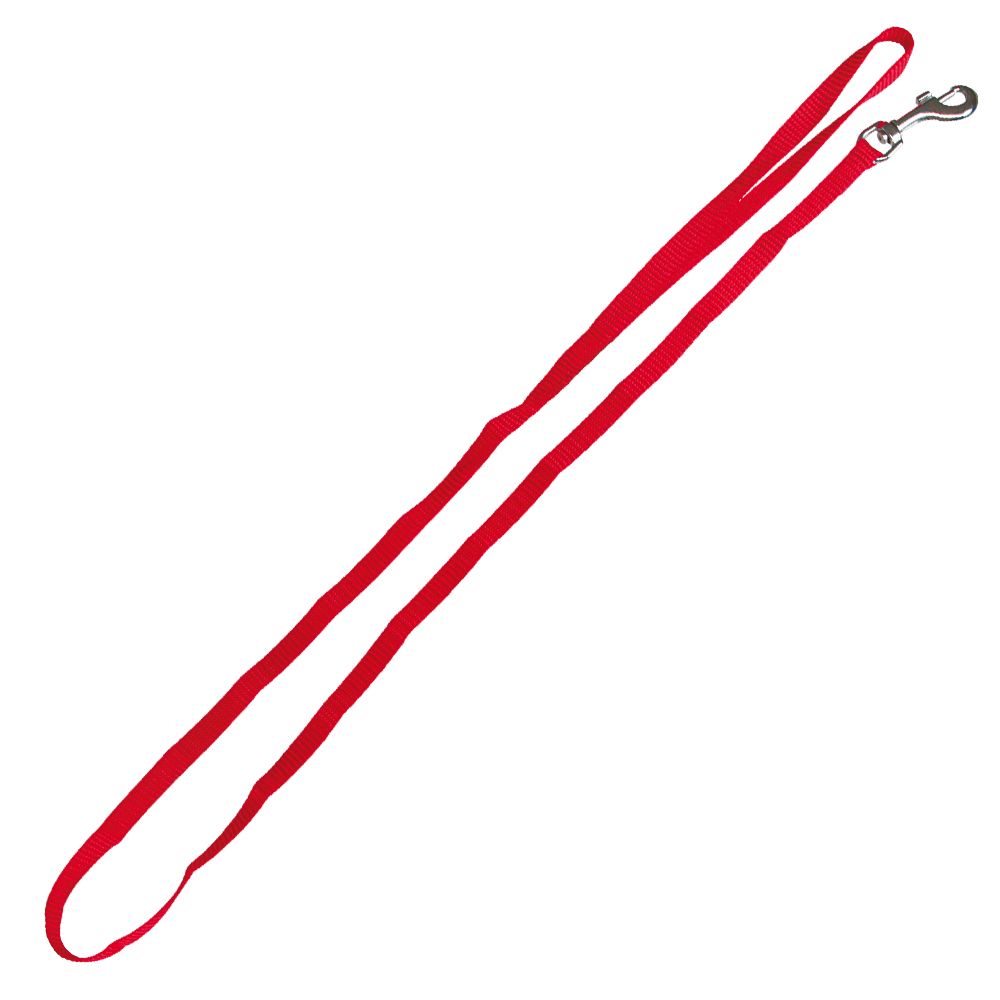 Rote Nylonleine mit Karabinerhaken.