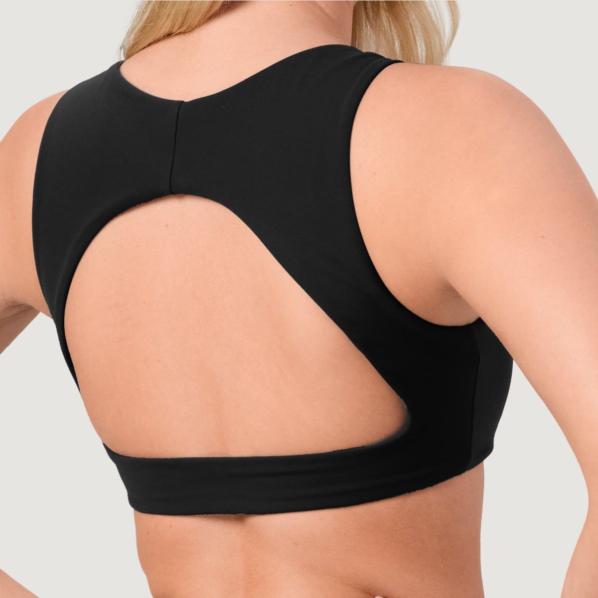 GymBeam Sport-BH Damen mit breiten Trägern und Open-Back-Design Black