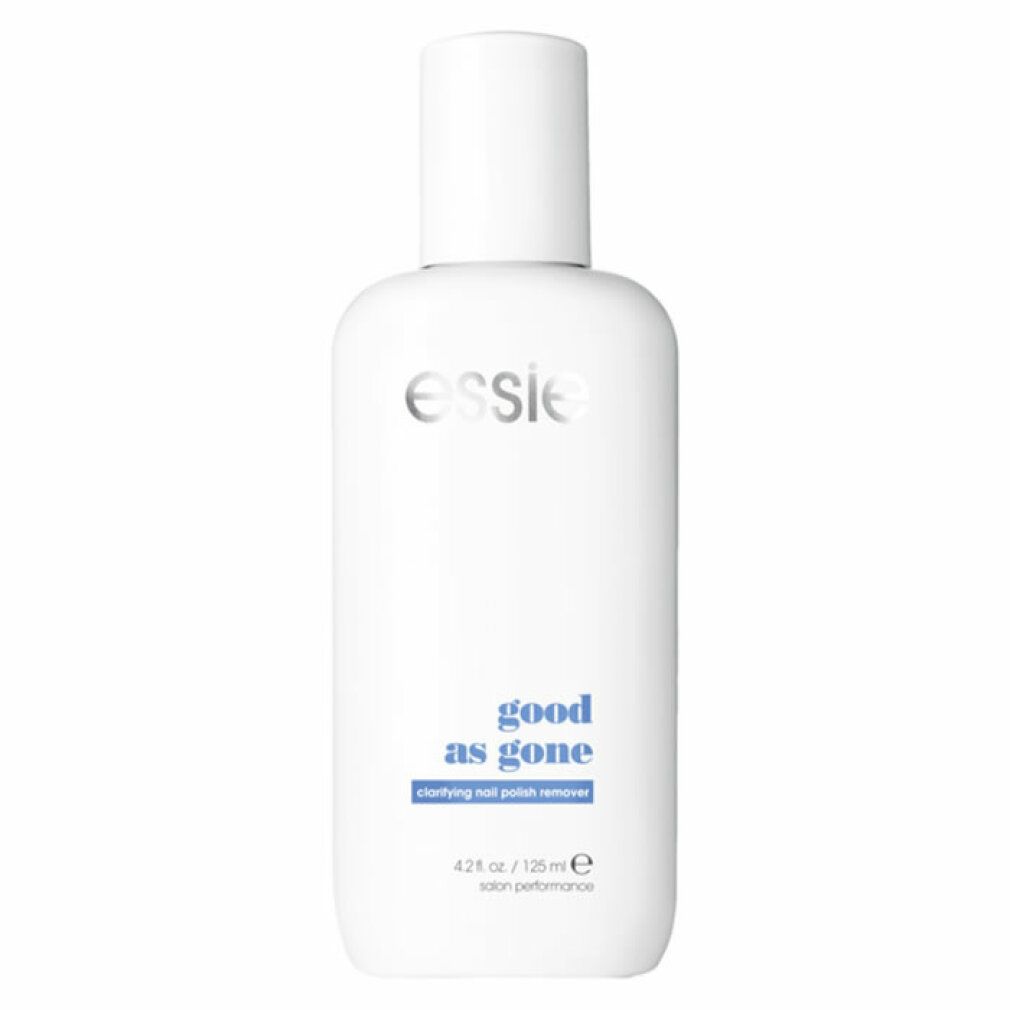 Weiße Flasche mit Essie-Logo und Aufschrift "good as gone". Enthält 125ml Nagellackentferner. Salon-Performance.