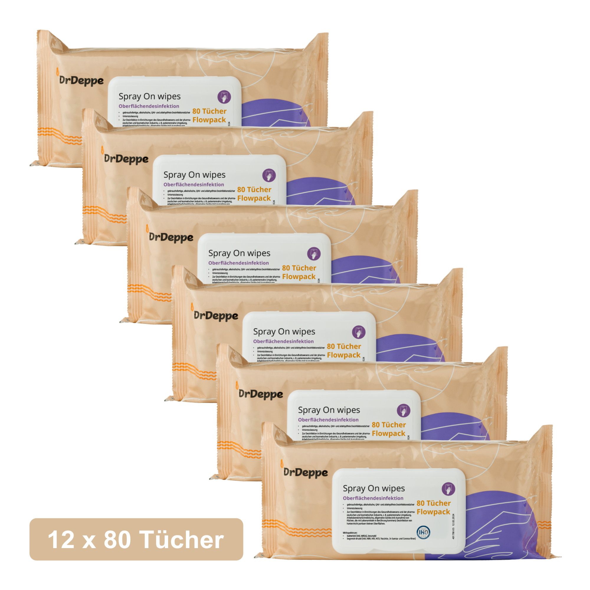 DrDeppe - Spray On wipes alkoholhaltige Flächendesinfektionstücher Flowpack 960 St Tücher