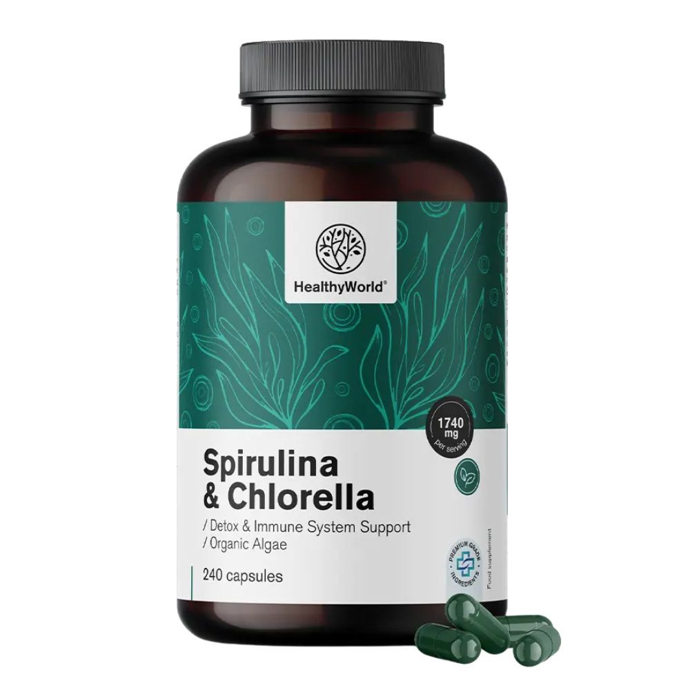 HealthyWorld Spirulina und Chlorella 1740 mg – Algen-Komplex