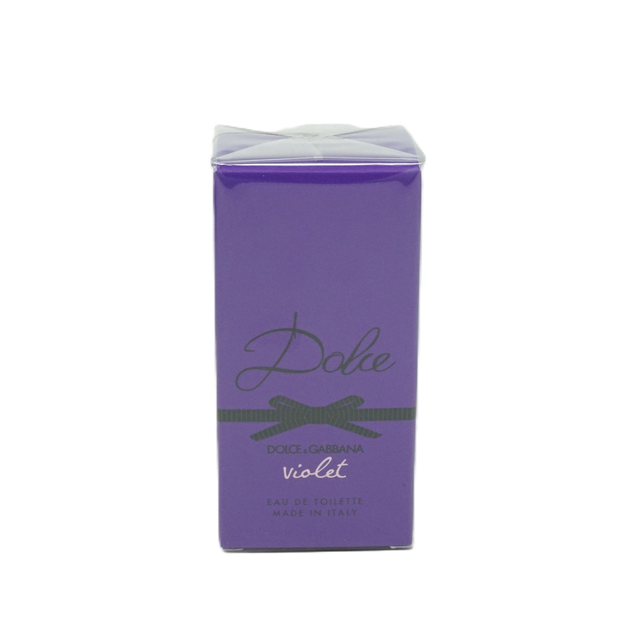 Violette Parfumverpackung. Aufschrift "Dolce" und "violet". Hersteller: Dolce & Gabbana. Eau de Toilette.