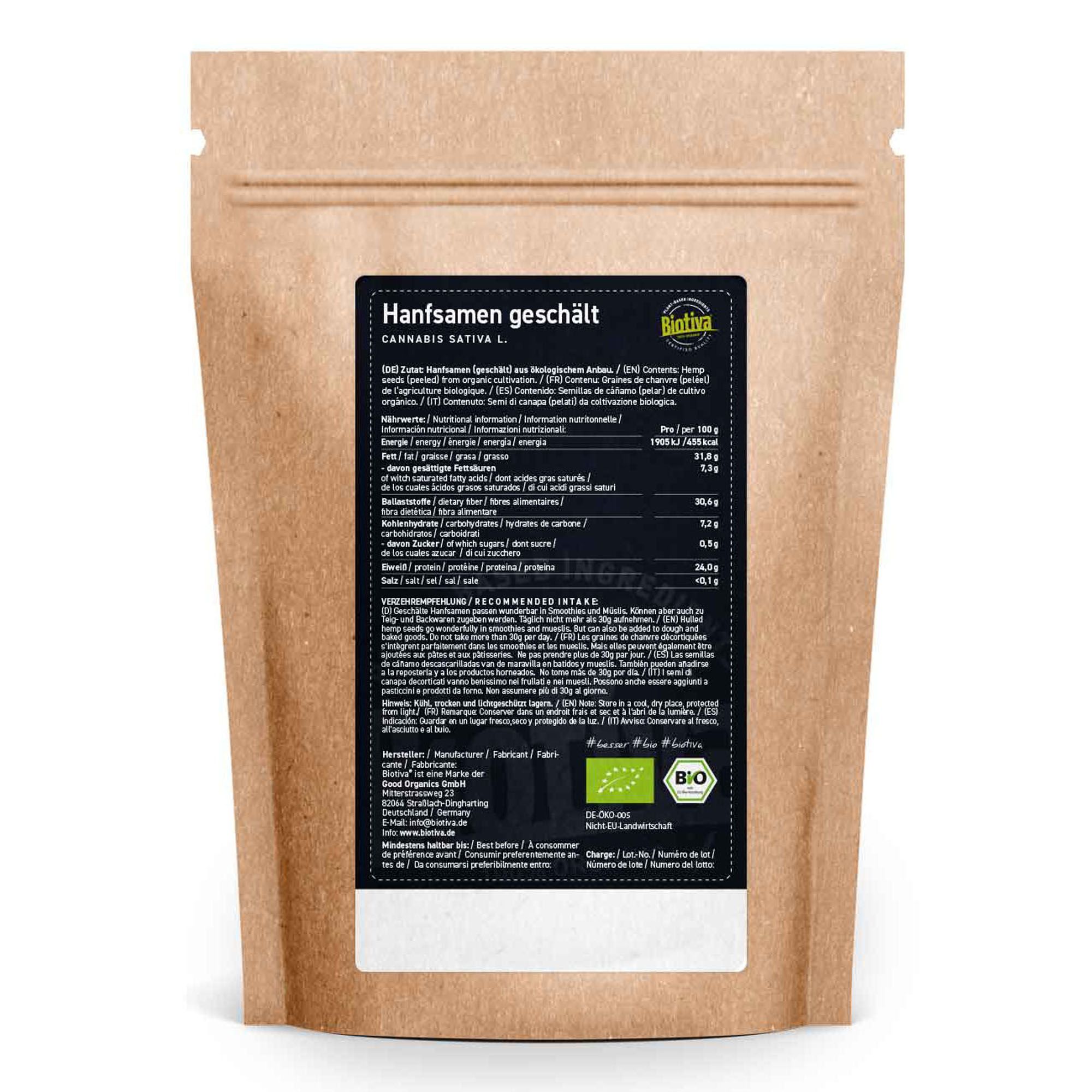Biotiva Hanfsamen geschält Bio