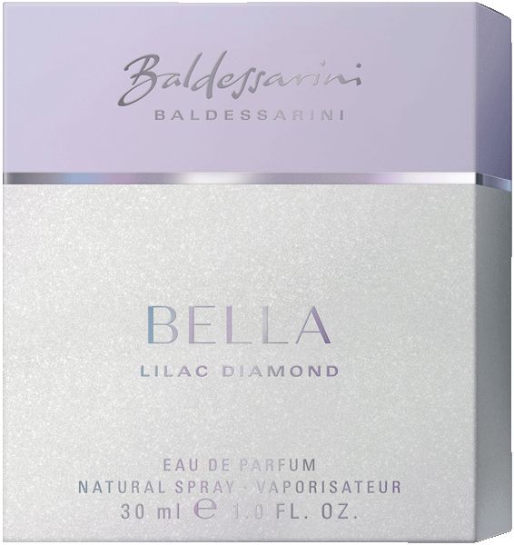 Verpackung mit Aufschrift: Baldessarini, Bella Lilac Diamond. Enthält Natural Spray, 30 ml.
