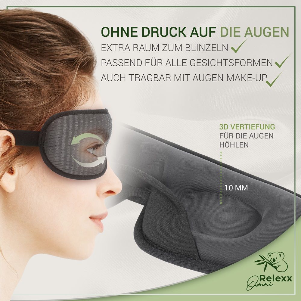 OMNIRELEXX® Atmungsaktive 3D SCHLAFMASKE (Grau)