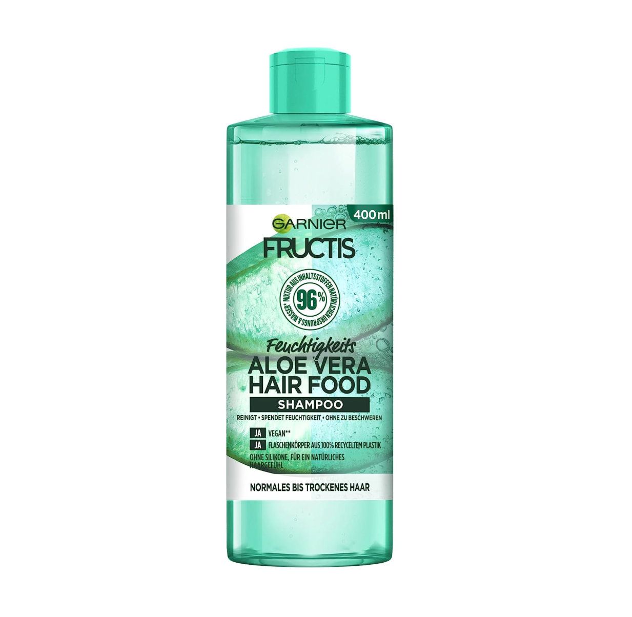 Garnier Shampoo, Feuchtigkeitsspendendes Aloe Vera, vegane Formel, für normales, trockenes Haar