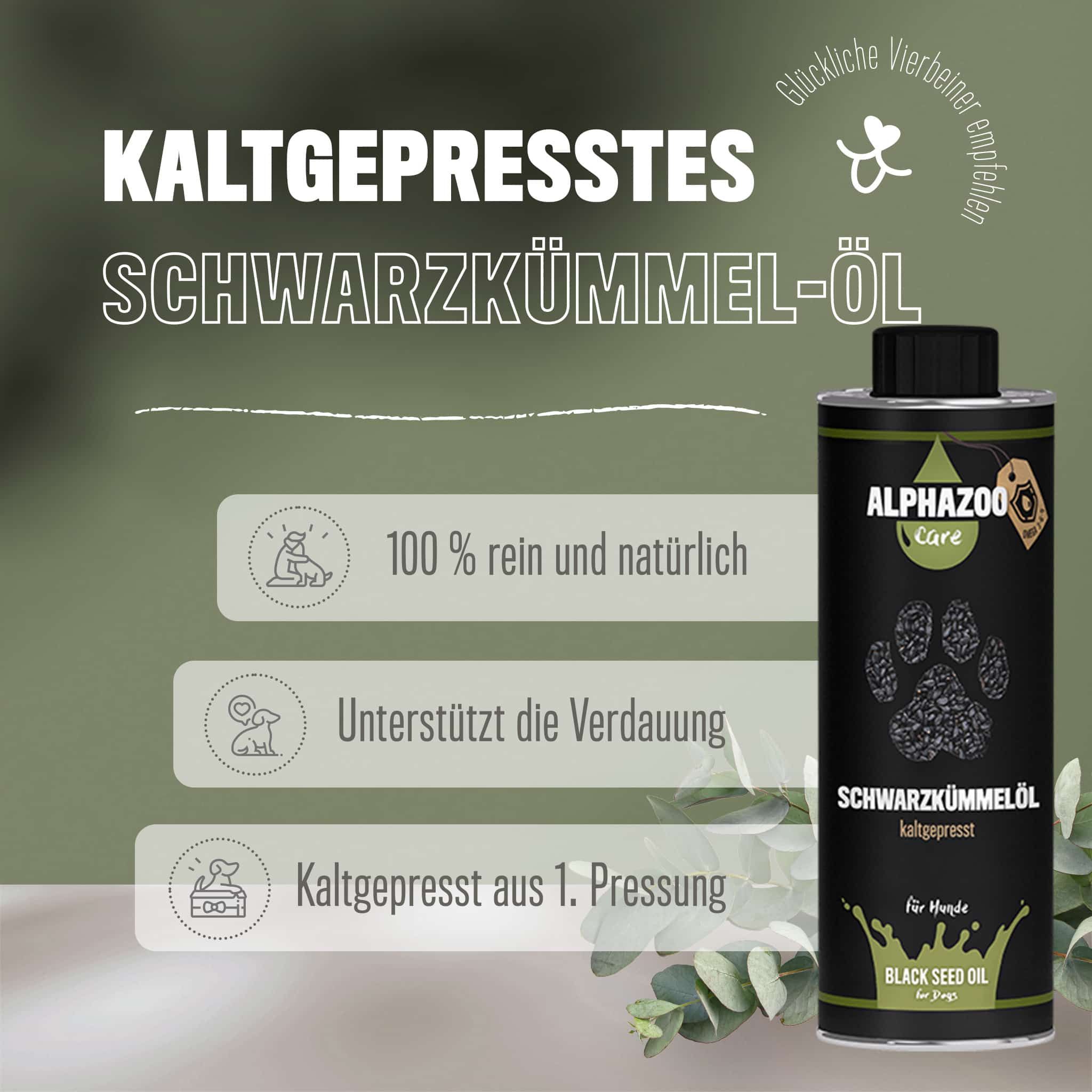 ALPHAZOO Premium Schwarzkümmelöl 500ml I Ausgelistet