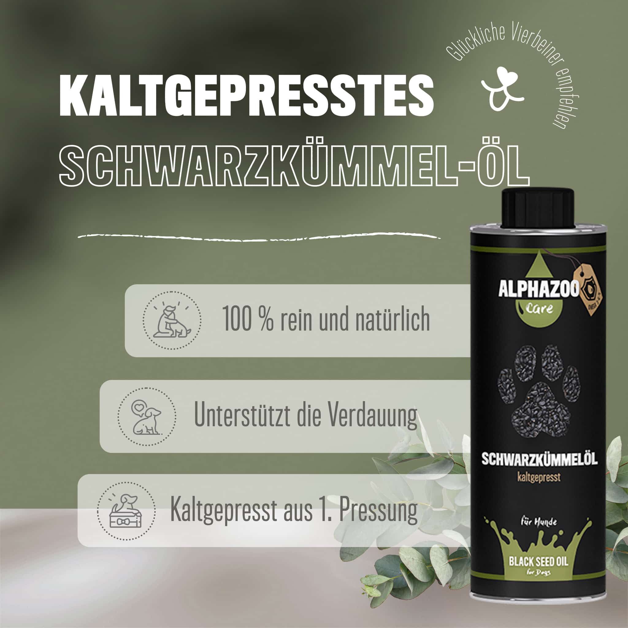 Alphazoo Premium Schwarzkümmelöl für Hunde 250 ml Öl