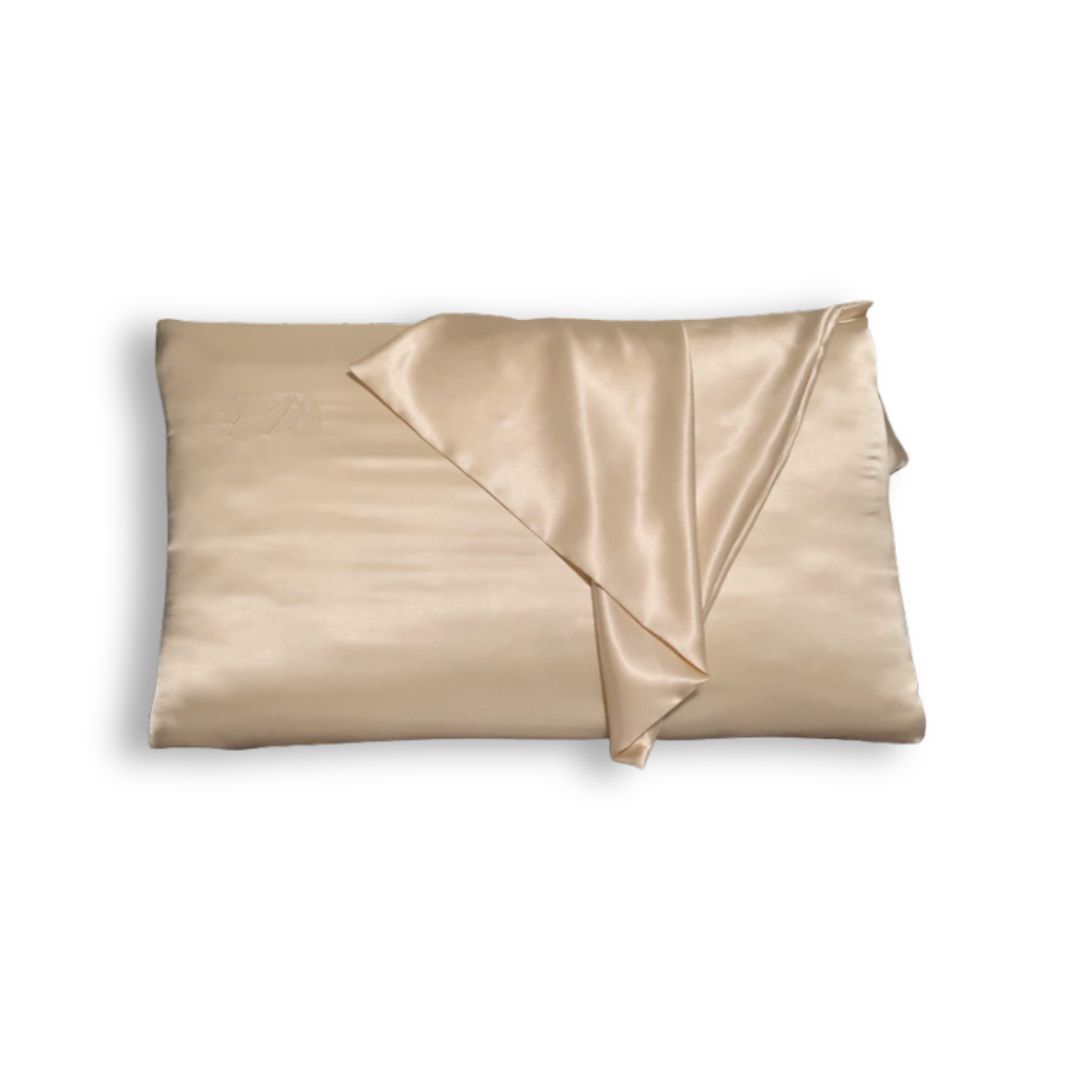 Afroricci Federa in satin poliestere effetto seta 1 pezzo colore beige