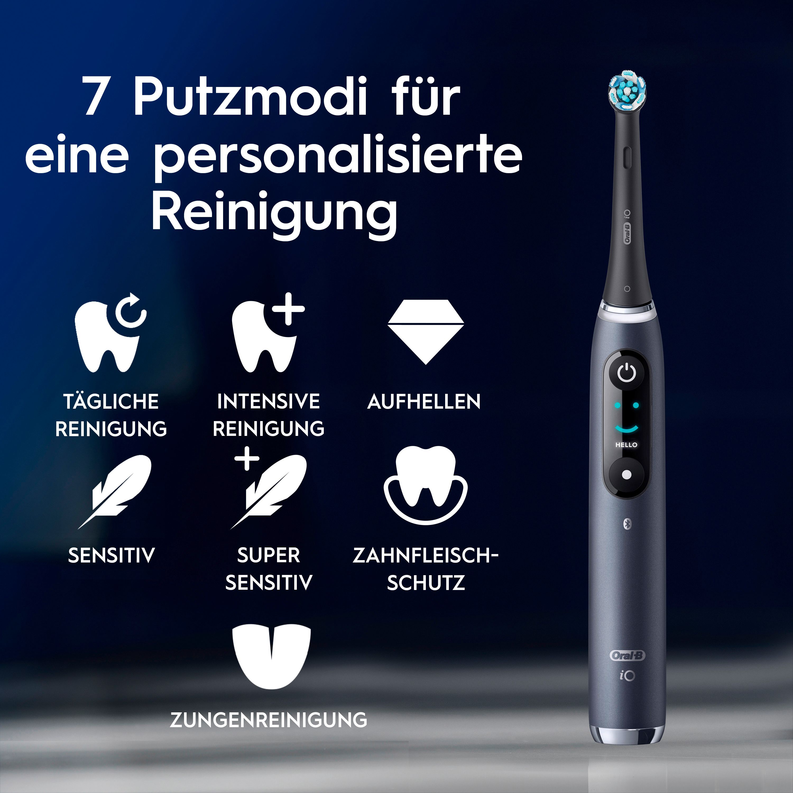 Elektrische Zahnbürste mit 7 Putzmodi: Tägliche Reinigung, Sensitiv, Super Sensitiv, Aufhellen, etc.