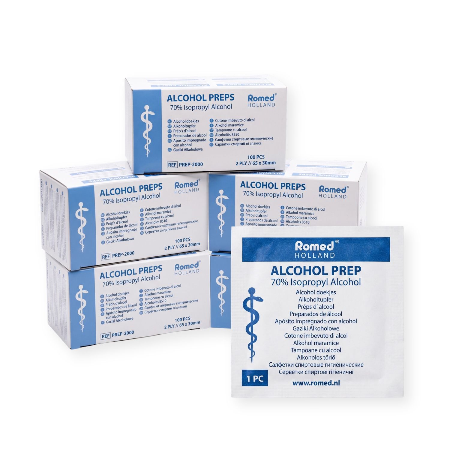 Romed Alkoholtupfer Alkoholpads, 65 x 30 mm, 2-lagig