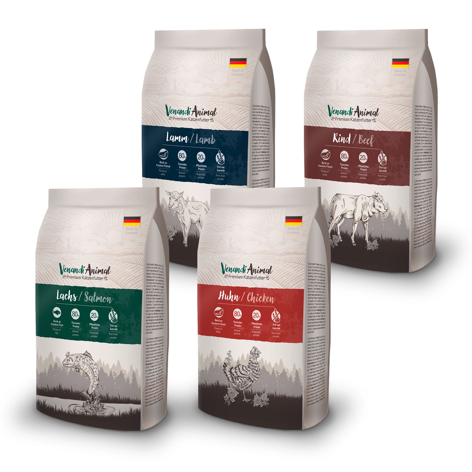 Venandi Animal - Probierpaket - Huhn, Rind, Lachs, Lamm
