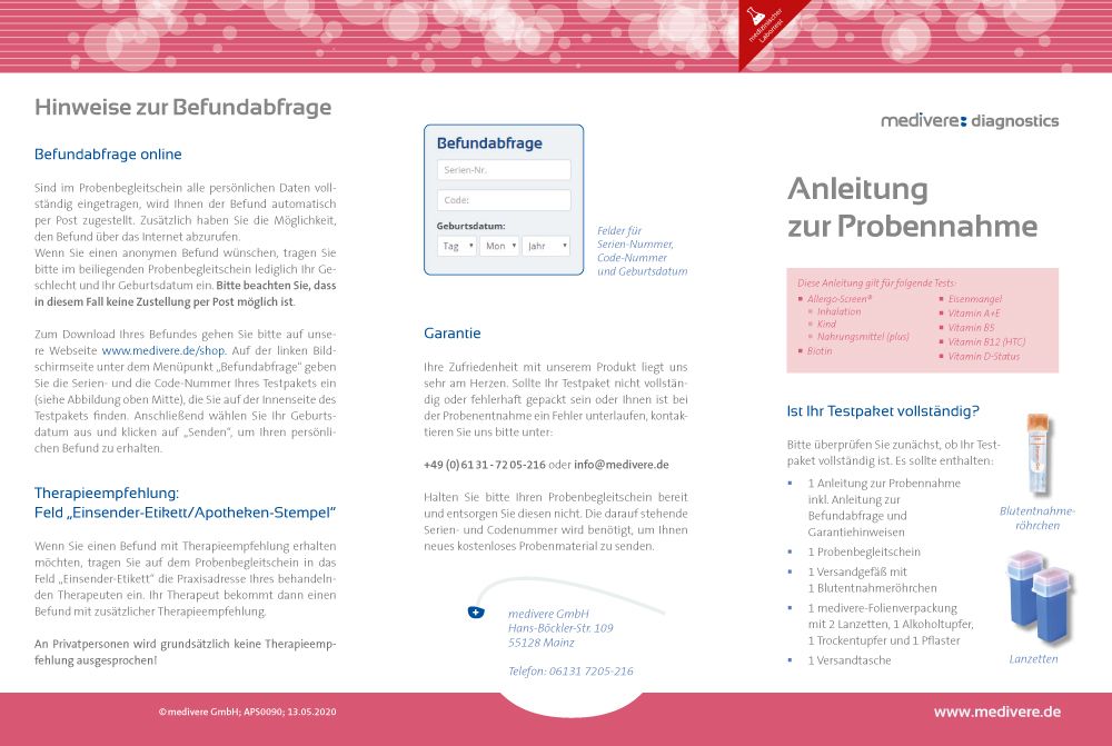 medivere diagnostics Allergo-Screen® Nahrungsmittel plus Bluttest
