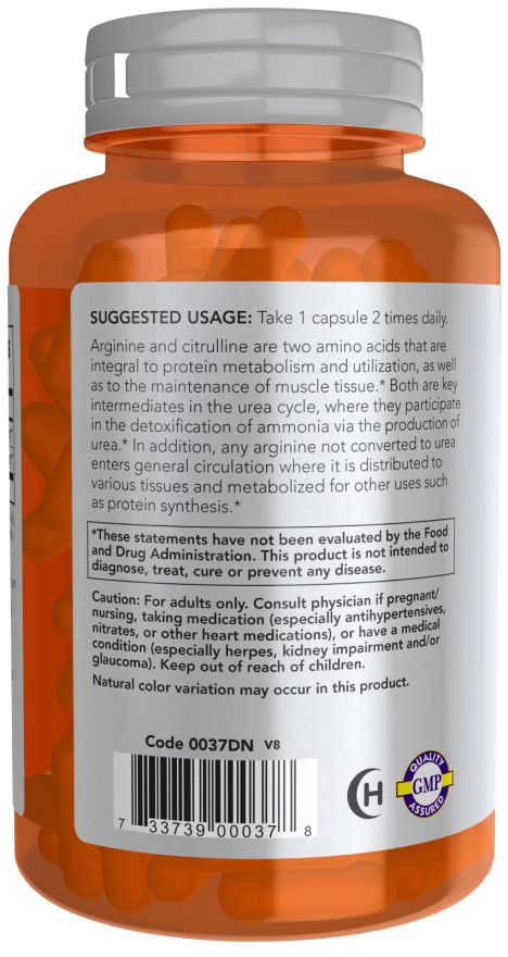 NOW FOODS Arginin 500 mg & Citrullin 250 mg Aminosäuren