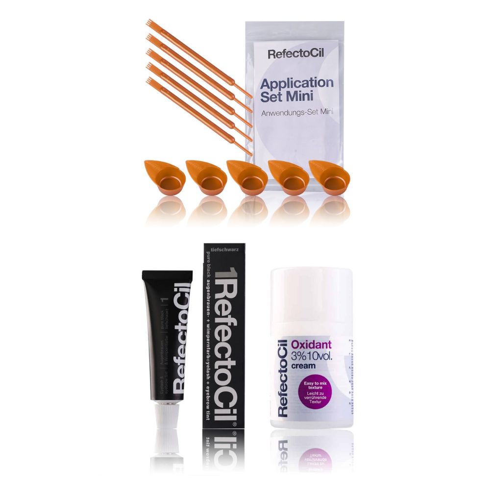 Refectocil Wimpernfarbe tiefschwarz 1 & Oxidant Creme 3% Mini-Anwendungs Set 15 ml
