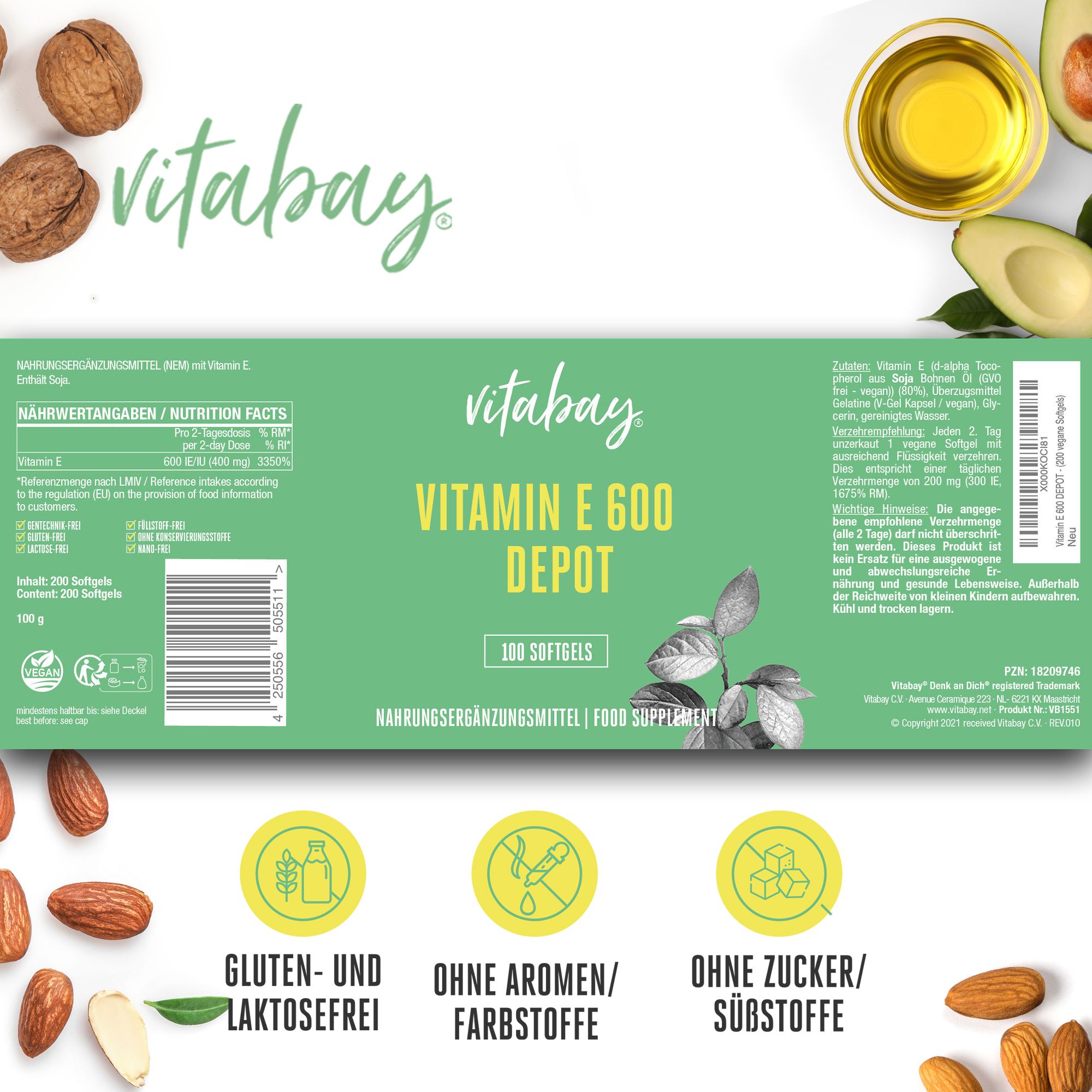 Vitabay Vitamin E 600 IE Depot 100 St Kapseln