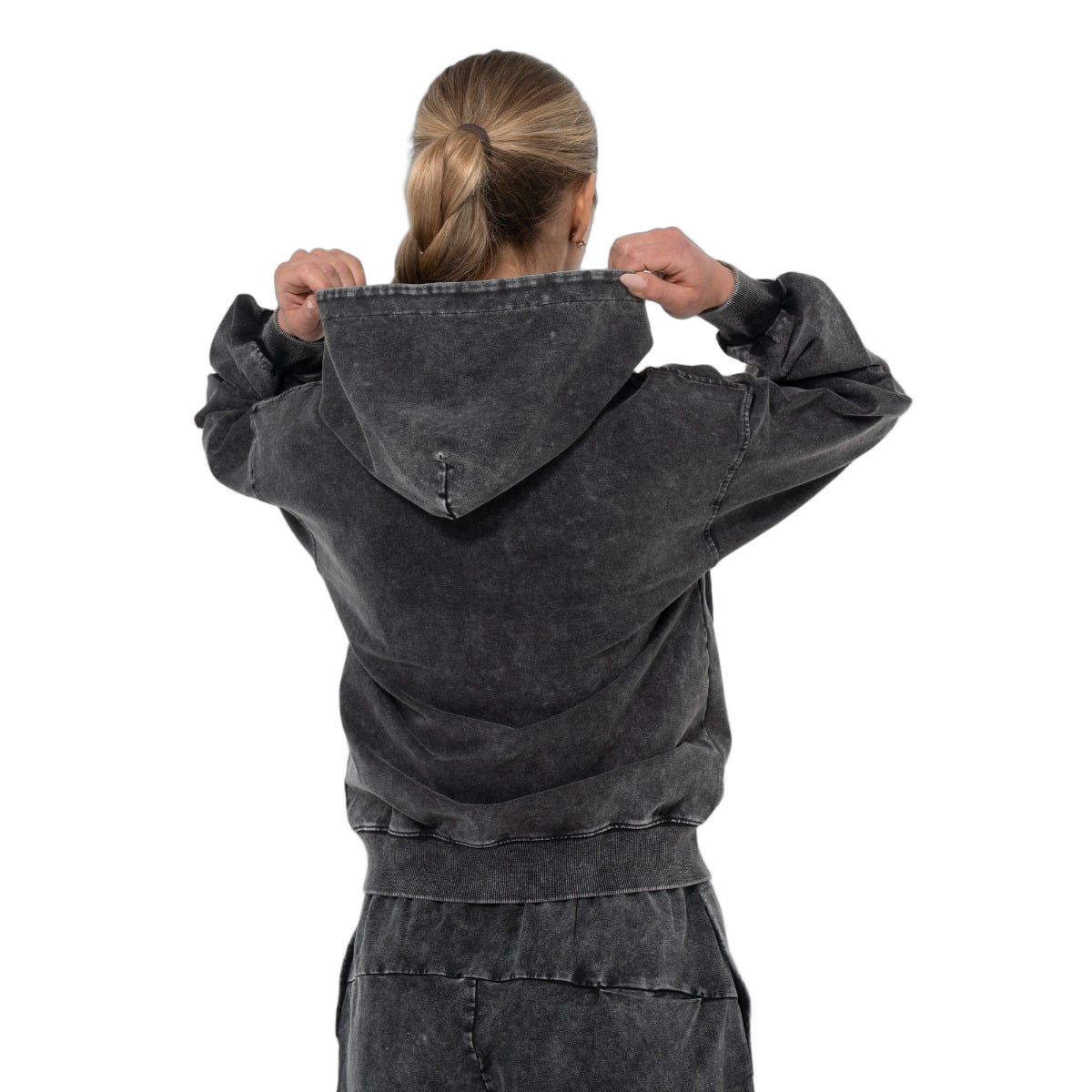 GymBeam Hoodie Damen Oversized mit Reißverschluss, Kapuze und Taschen Charcoal