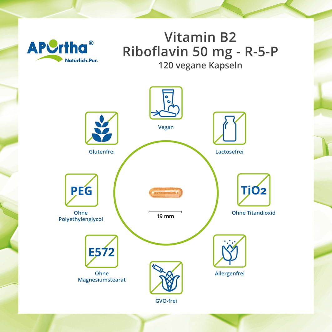 APOrtha® Vitamin B2 - Riboflavin 50 mg - R-5-P - Kapseln