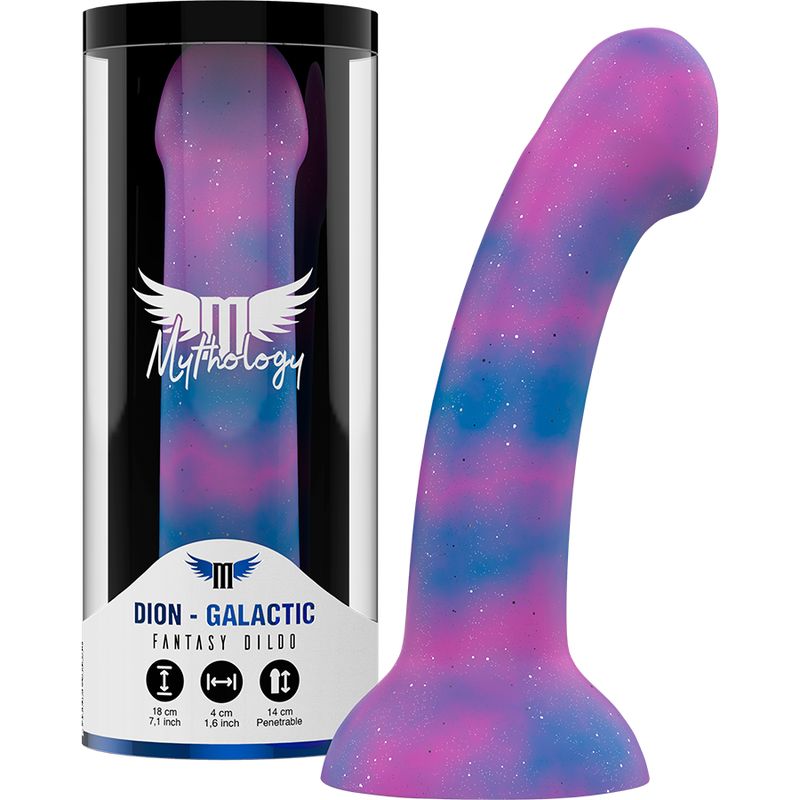 Dildo in Verpackung. Marke: Mythology. Produktname: Dion - Galactic Fantasy Dildo.