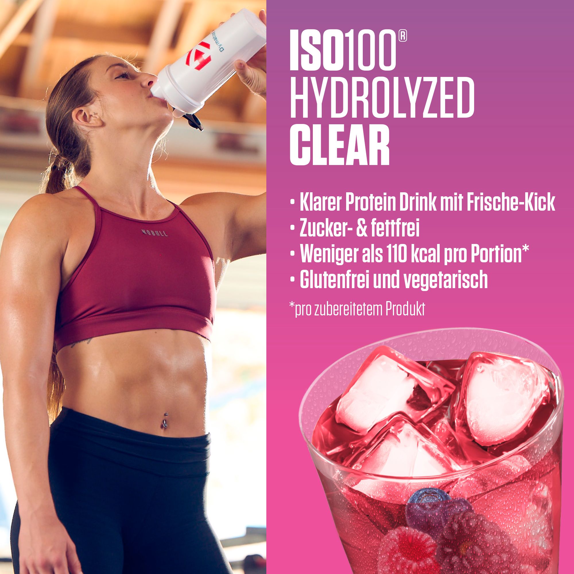 DYMATIZE Whey Protein Pulver Shake Hydrolyzed Clear Wild Berry Lollipop