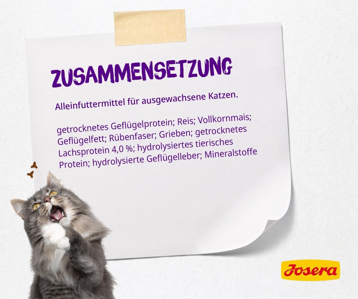 Zusammensetzung von Josera Culinesse Alleinfuttermittel für ausgewachsene Katzen.