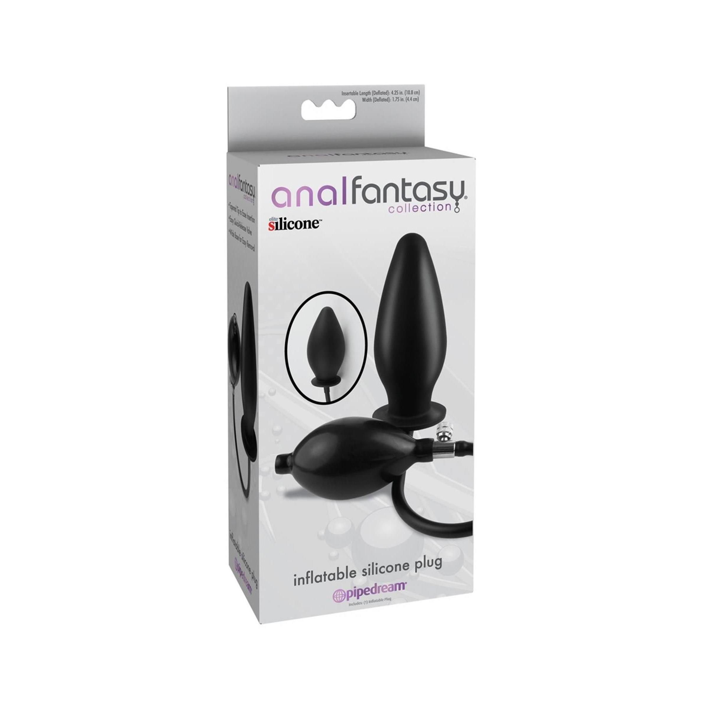 Verpackung mit Anal Fantasy Collection. Enthält einen schwarzen, konischen Plug und eine Pumpe.